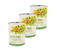 Agidra - Lot 3x Petits pois très fins et carottes - Conserve 800g