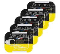 Agidra - Lot 5x Sardines à l'huile d'olive et au citron - Conserve 115g