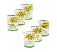 Agidra - Lot 6x Petits pois très fins et carottes - Conserve 800g