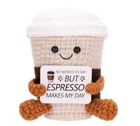 AGIFTMIND Poupée positive en peluche faite à la main avec carte réconfortante, cadeau unique pour les amateurs de café, femmes, amis, anniversaire, remise de diplôme (espresso)