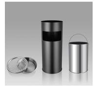 Agileki®60(H)x Ø25CM-30LNoir,Poubelle Corbeille verticale Rond ,en acier inox