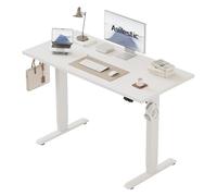 Agilestic Bureau à Hauteur réglable 110 x 60 cm, Bureau Stable avec réglage électrique de la Hauteur et Commande Manuelle avec mémoire, Bureau Ergonomique pour Travailler Debout ou Assis, Blanc