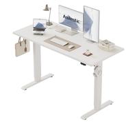 Agilestic Bureau à Hauteur réglable 135 x 60 cm, Bureau Stable avec réglage électrique de la Hauteur et Commande Manuelle avec mémoire, Bureau Ergonomique pour Travailler Debout ou Assis, Blanc