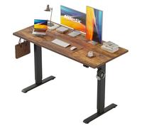 Agilestic Bureau à Hauteur réglable 135 x 60 cm, Bureau Stable avec réglage électrique de la Hauteur et Commande Manuelle avec mémoire, Bureau Ergonomique pour Travailler Debout ou Assis, Marron