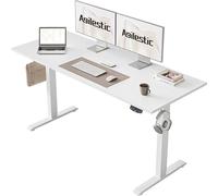 Agilestic Bureau à Hauteur réglable 140 x 60 cm, Bureau Stable avec réglage électrique de la Hauteur et Commande Manuelle avec mémoire, Bureau Ergonomique pour Travailler Debout ou Assis, Blanc