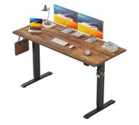 Agilestic Bureau à Hauteur réglable 150 x 60 cm, Bureau Stable avec réglage électrique de la Hauteur et Commande Manuelle avec mémoire, Bureau Ergonomique pour Travailler Debout ou Assis, Marron