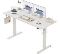 Agilestic Bureau à Hauteur réglable 150 x 60 cm, Bureau Stable avec réglage électrique de la Hauteur et Commande Manuelle avec mémoire, Bureau Ergonomique pour Travailler Debout ou Assis, Blanc