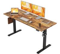 Agilestic Bureau Assis Debout Électrique, 140 x 60 cm Bureau Table Debout Réglable en Hauteur, Panneau Contrôle à Fonctions Mémoires et Système Anti-Collision, Brun