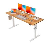 Agilestic Bureau Assis Debout Électrique, 140 x 60 cm Bureau Table Debout Réglable en Hauteur, Panneau Contrôle à Fonctions Mémoires et Système Anti-Collision, Brun Clair