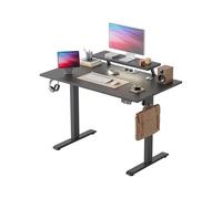 Agilestic Bureau Assis Debout électrique avec Support écran Mobile | Bureau assis debout 120x60 cm avec 2 boutons mémoire, prise, USB, LED et plateau 3 parties, idéal télétravail, Noir