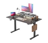 Agilestic Bureau Assis Debout électrique avec Support écran Mobile | Bureau assis debout 140x80 cm avec 2 boutons mémoire, prise, USB, LED et plateau 4 parties, idéal télétravail, Noir
