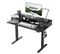 Agilestic Bureau électrique réglable en hauteur avec 2 tiroirs, 100 x 60 cm, stable, réglable en hauteur, assis-debout ergonomique, noir