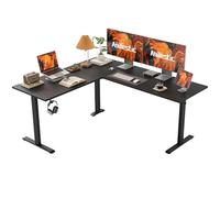 Agilestic Bureau en L réglable en Hauteur, Dimensions 150 x 125 cm, Bureau Informatique Ergonomique pour Travailler Debout ou Assis, destiné aux pièces d'angle, Noir