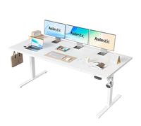 Agilestic Bureau réglable en Hauteur 180 x 80 cm, réglage électrique de la Hauteur et Commande Manuelle avec mémoire, Bureau Ergonomique pour Travailler Debout ou Assis, Blanc