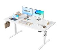 Agilestic Bureau réglable en Hauteur électrique 160 x 80 cm | Bureau assis debout avec 2 positions mémoire, charge 70 kg, plateau en 4 parties, idéal télétravail, Blanc