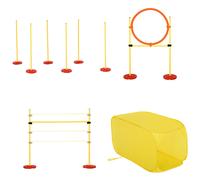 PawHut Agility Sport pour Chiens équipement Complet Haies, Slalom, Tunnel + Sac de Transport Jaune
