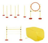 PawHut Agility sport pour chiens équipement complet haies, slalom, tunnel + sac de transport jaune