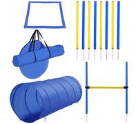 Agility Sport Pour Chiens Équipement Complet Obstacle, Tunnel, Slalom, Zone Repos + Sac De Transport Bleu Jaune
