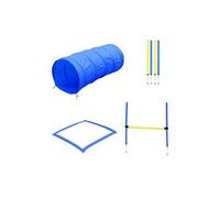 Agility sport pour chiens équipement complet obstacles, tunnel, slalom, zone repos + 2 sacs de transport bleu jaune