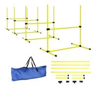 Pawhut - Set de 4 obstacles d'agility pour chiens, maintien au sol, sac de transport - Jaune/Noir G