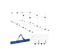 PawHut Agility pour Chiens, Kit Agility Chien Parcours, Set de 4 Obstacles Professionnels Hauteur Réglable, Système de Maintien au Sol Sac Transport Parfait pour Jeux Intéressants, Entraînement, Blanc