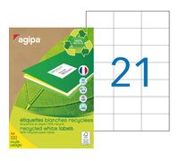 AGIPA 101188 Etiquettes blanches recyclées multi-usage 70 x 42,4 mm - Boîte de 2100