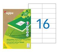 AGIPA 101190 Etiquettes blanches recyclées multi-usage 105 x 37 mm - Boîte de 1600