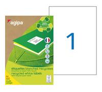 AGIPA 101195 Etiquettes blanches recyclées multi-usage A4 210 x 297 mm - Boîte de 100
