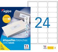 AGIPA 101309 Etiquettes blanches multi-usage 63,5 x 33,9 mm - Boîte de 2400