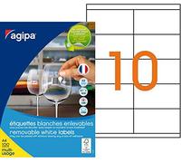 Agipa 101624 Lot de 1000 Etiquettes multi usage enlevable coins droits 105 x 57 mm Blanc