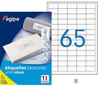 APLI Étiquettes Agipa 102199 – Lot 6500 DIN A4 arrondies 38,1 x 21,2 mm Blanc