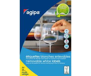 AGIPA 102638 Etiquettes blanches enlevables coins arrondis multi-usage 45,7 x 21,2 mm - Pochette de 1200