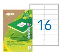 AGIPA 102647 Etiquettes blanches recyclées multi-usage 99,1 x 33,9 mm - Boîte de 1600