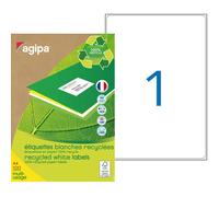 AGIPA 102651 Etiquettes blanches recyclées multi-usage 199,6 x 289,1 mm - Boîte de 100
