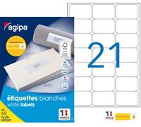 AGIPA 118984 Etiquettes blanches multi-usage 63,5 x 38,1 mm - Boîte de 2100