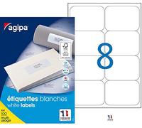 Agipa 118987 Lot de 800 Etiquettes DIN A4 multi usage arrondis 99,1 x 67,7 mm Blanc