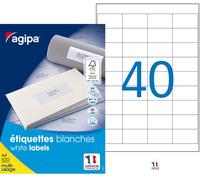 AGIPA 118991 Etiquettes blanches multi-usage 48,5 x 25,4 mm - Boîte de 4000