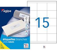 Agipa 118996 Lot de 1500 Etiquettes multi usage coins droits 70 x 50,8 mm Blanc