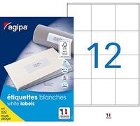 Agipa 118997 Lot de 1200 Etiquettes multi usage coins droits 70 x 67,7 mm Blanc