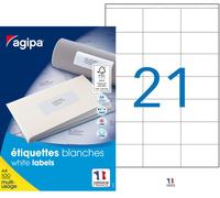 Apli Agipa - Boite Étiquettes Adhésives Blanches Multi-Usages Coins Droits - Certifié FSC - Anti-bourrage - 70 x 42 mm - 2100 Étiquettes 119009
