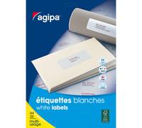 AGIPA 119604 Etiquettes blanches coins arrondis multi-usage 55 x 30 mm - Pochette de 675