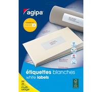 APLI Pochette d'étiquettes adhésives blanches, coins arrondis, 99,1 x 33,9 mm, FSC, 400 étiquettes