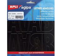 Agipa 122046 Pochette 324 lettres adhésives 75 mm Noir