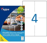 Agipa 128992 Lot de 400 Etiquettes multi usage enlevable 105 x 148,5 mm Blanc