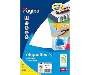 Agipa - AGIPA Pochette de 1152 etiquettes permanentes blanches 16X22 114007