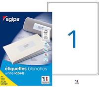 AGIPA Bte 100 étiquette 199,6x289,1 mm (1 x 100F A4) Multi-usage Coin Rond Perm. Blanc