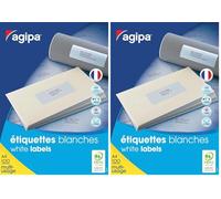 AGIPA Bte 100 étiquette 199,6x289,1 mm (1 x 100F A4) Multi-usage Coin Rond Perm. Blanc (Lot de 2)
