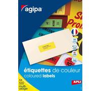 Agipa Bte 100 Étiquette A4 210x297 Mm (1 X 100f A4) Multi-Usage Coin Droit Couleur Jaune