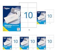 AGIPA Bte 1000 étiquette 105x57 mm (10 x 100F A4) Multi-usage Coin Droit Permanent Blanc (Lot de 5)