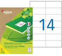 AGIPA Bte 1400 étiquette 105x42,4 mm (14 x 100F A4) Multi-usage Coin Droit Recyclé Blanc